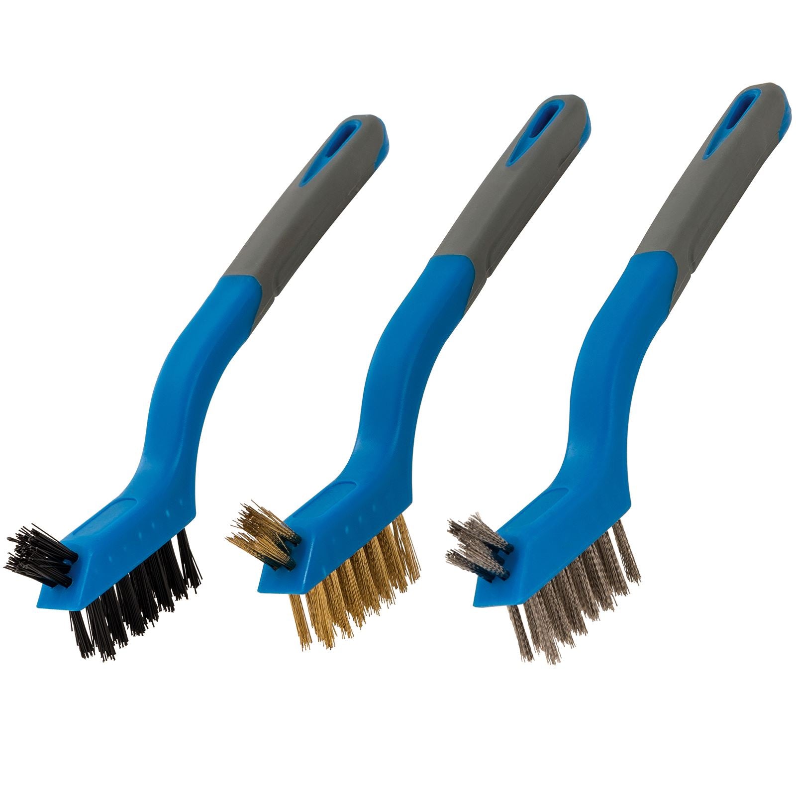 Silverline 3 Piece Mini Wire Brush Set Cleaning Paint Rust Dirt Nylon Brass Steel