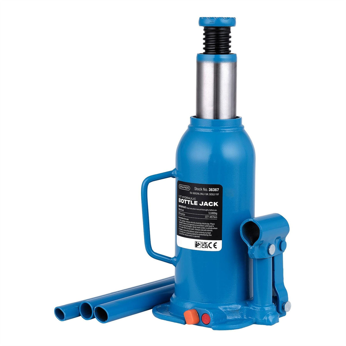 Draper Hydraulic Bottle Jack 12 Tonne 36367 White Rose Tools