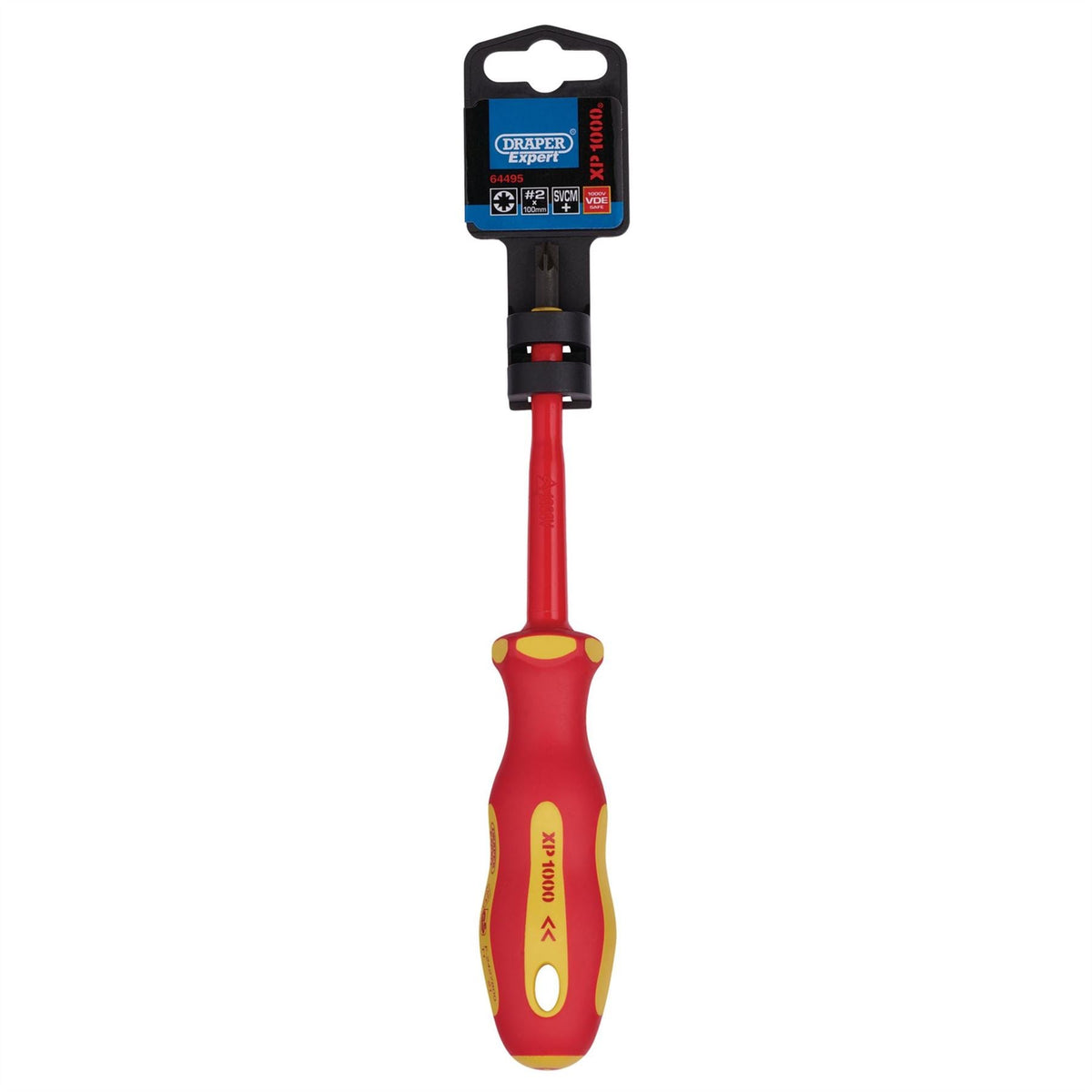Draper XP1000 VDE PZ/SL Type Screwdriver No.2 x 100mm 64495 White Rose Tools