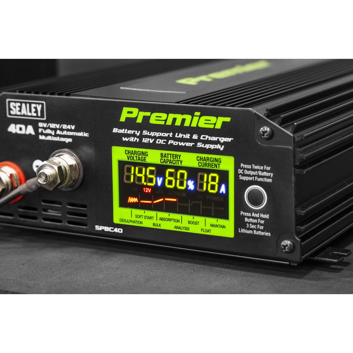 Sealey Premier Battery Support Unit Charger & Maintainer 40A