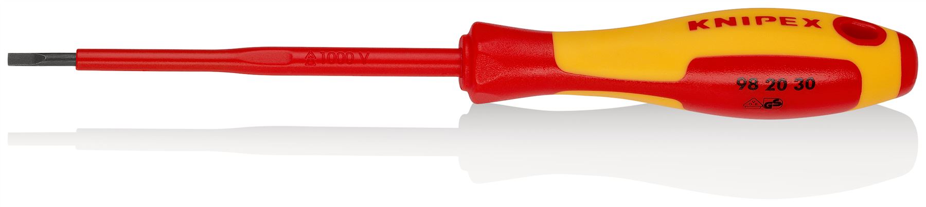 Knipex VDE Screwdriver for Slotted Screws 1000V 3.0 x 0.5 x 100mm 98 20 30