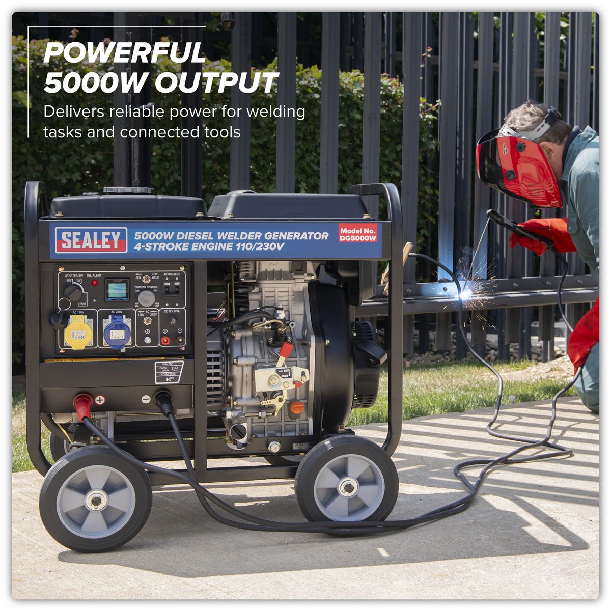 Sealey 5000W Diesel Welder Generator 4-Stroke Engine 110/230V White Rose Tools