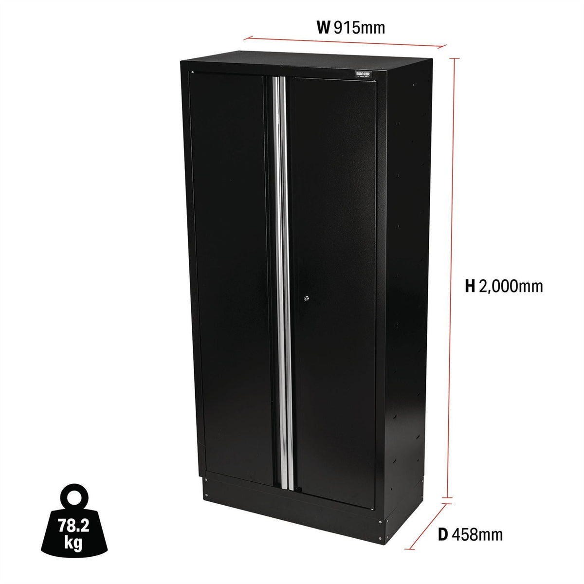BUNKER Modular Tall Floor Cabinet 2 Door 2000mm 33166 White Rose Tools