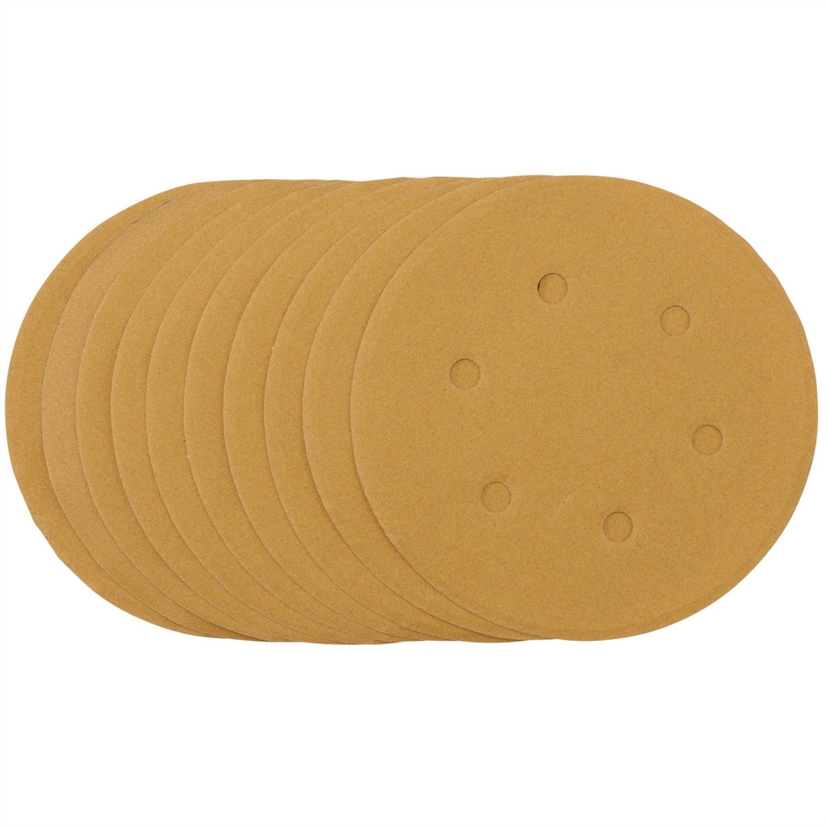 Draper Gold Sanding Discs with Hook & Loop 150mm 240 Grit 6 Dust Extraction Holes (Pack of 10) 64257 White Rose Tools