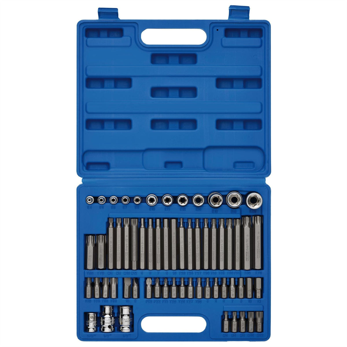 Draper Expert Mechanics Socket and Bit Set 3/8 1/2" Sq. Dr. (61 Piece) 63376 White Rose Tools