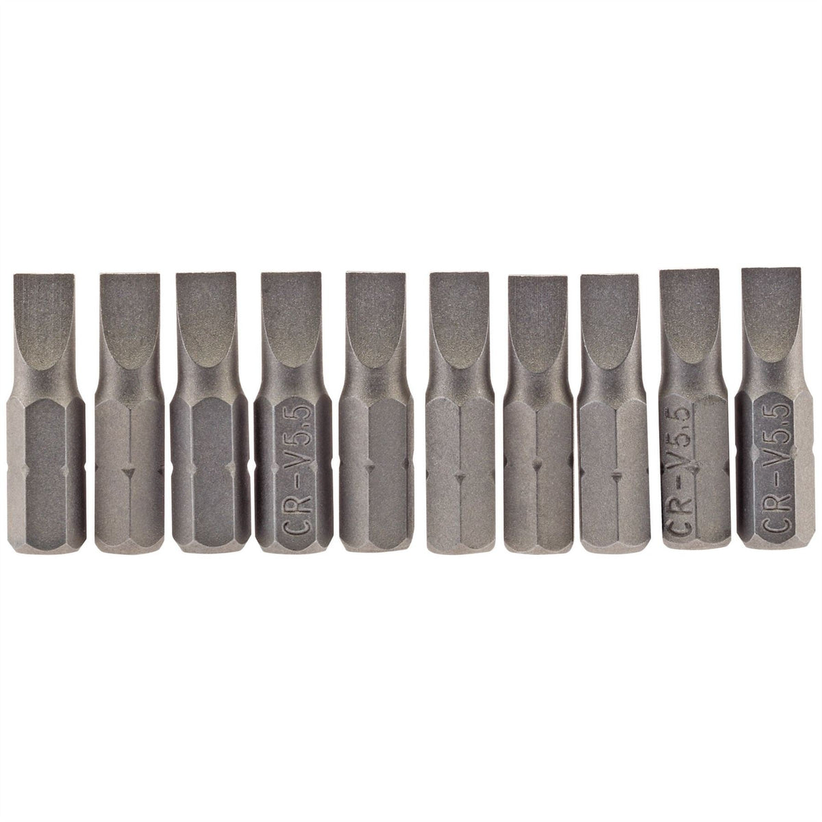 Draper Plain Slot Insert Bit 5.5mm 1/4" Hex 25mm Long (Pack of 10) 64028 White Rose Tools