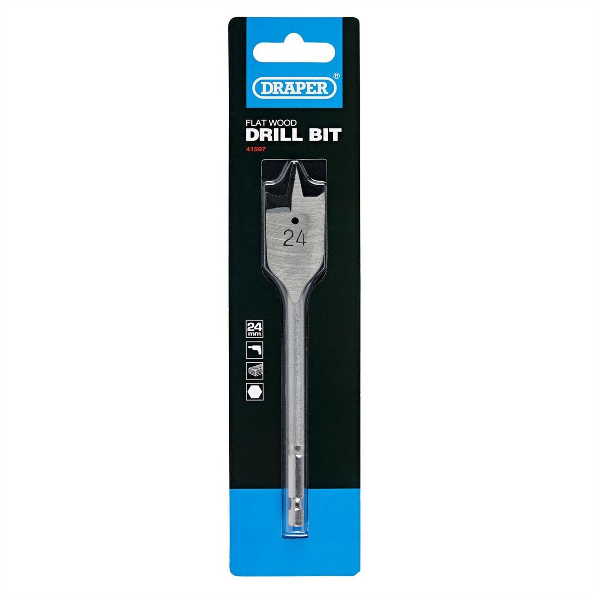 Draper Flat Wood Drill Bit 24 x 152mm 41597 White Rose Tools