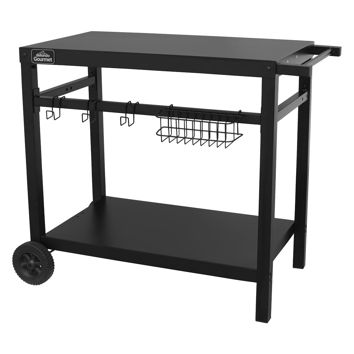 Dellonda BBQ & Plancha Trolley for Outdoor Cooking with Utensil Holder, Black - DG45