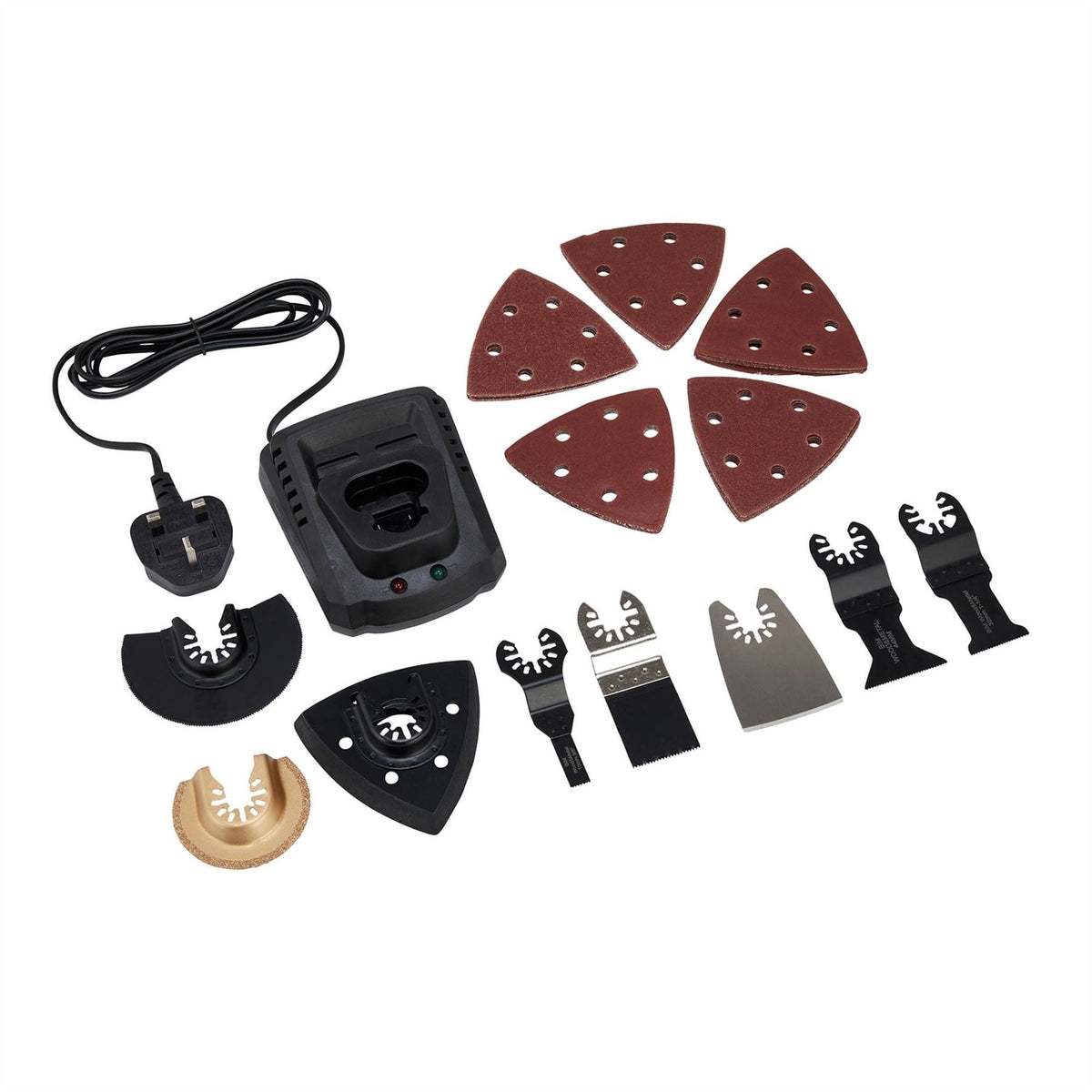 Draper 12V Oscillating Multi-Tool (33 Piece) 1 x Battery 1.5Ah 1 x Fast Charger 19392 White Rose Tools