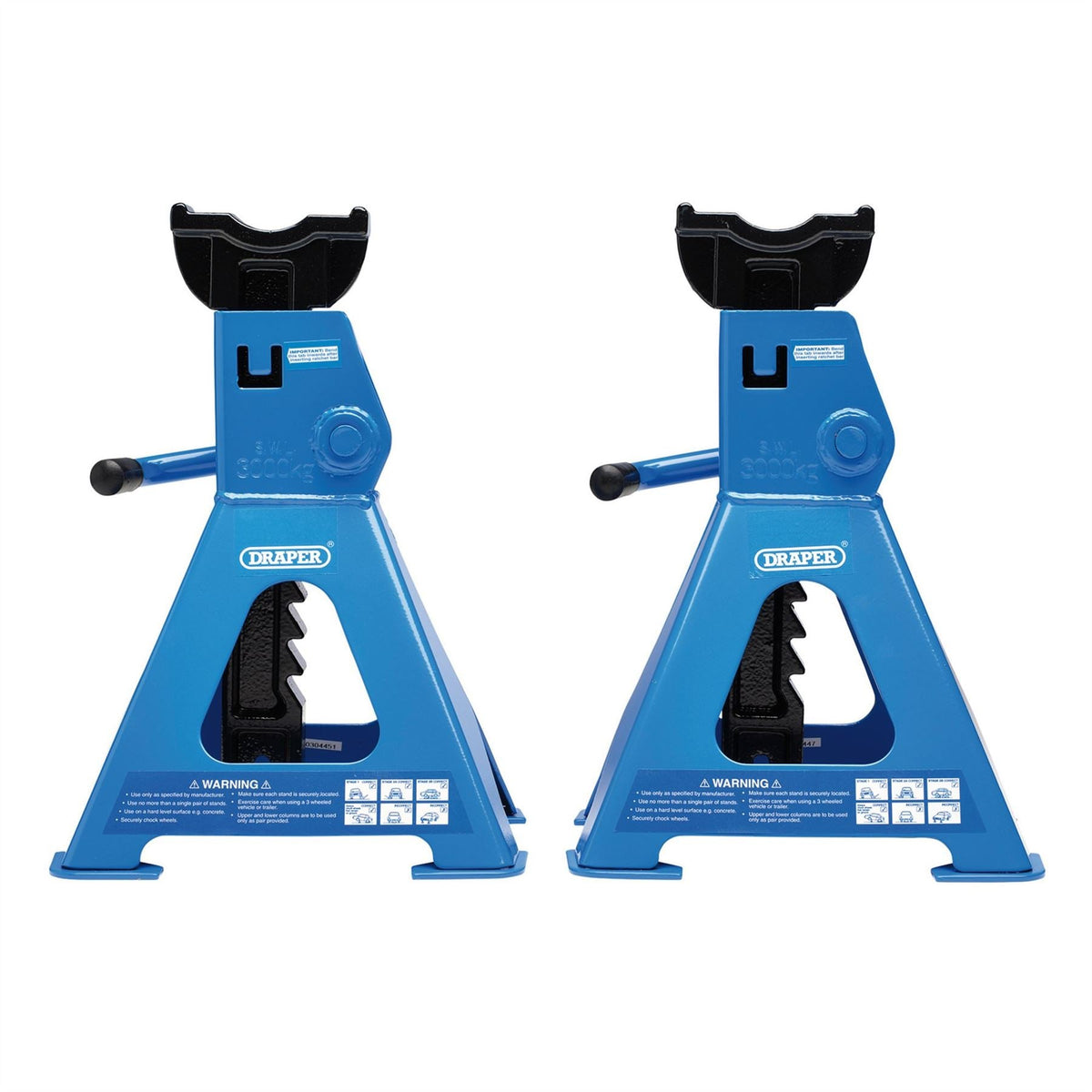Draper Ratchet Axle Stands 3 Tonne (Pair) 30881 White Rose Tools