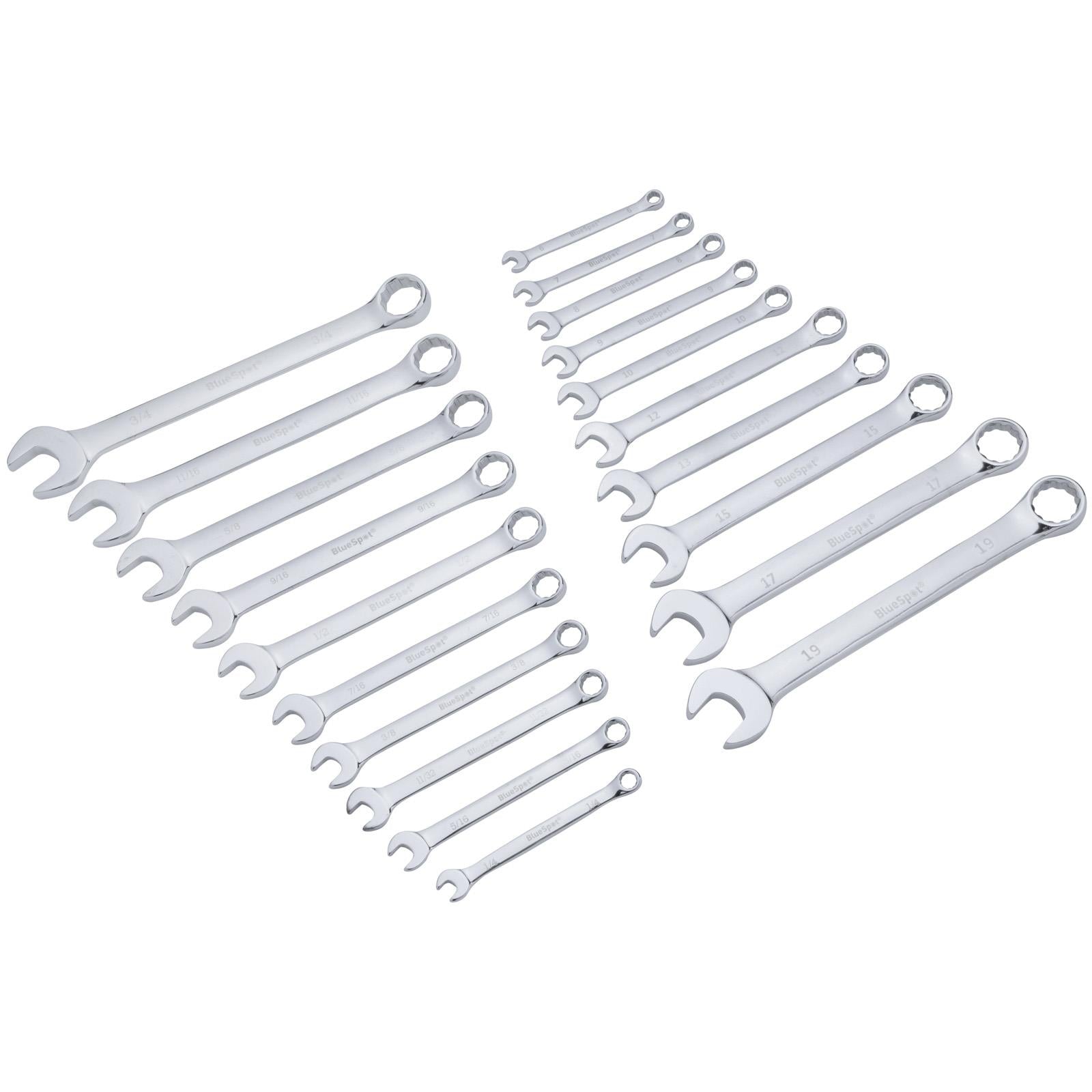 BlueSpot Assorted Spanner Set Metric Imperial 6-19mm 1/4"-5/8" 32 Piece
