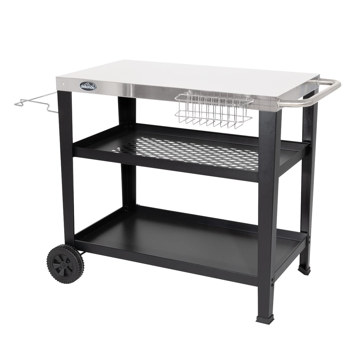 Dellonda Barbecue/Plancha Trolley for Outdoor Grilling/Cooking with Utensil Holder, Stainless Steel