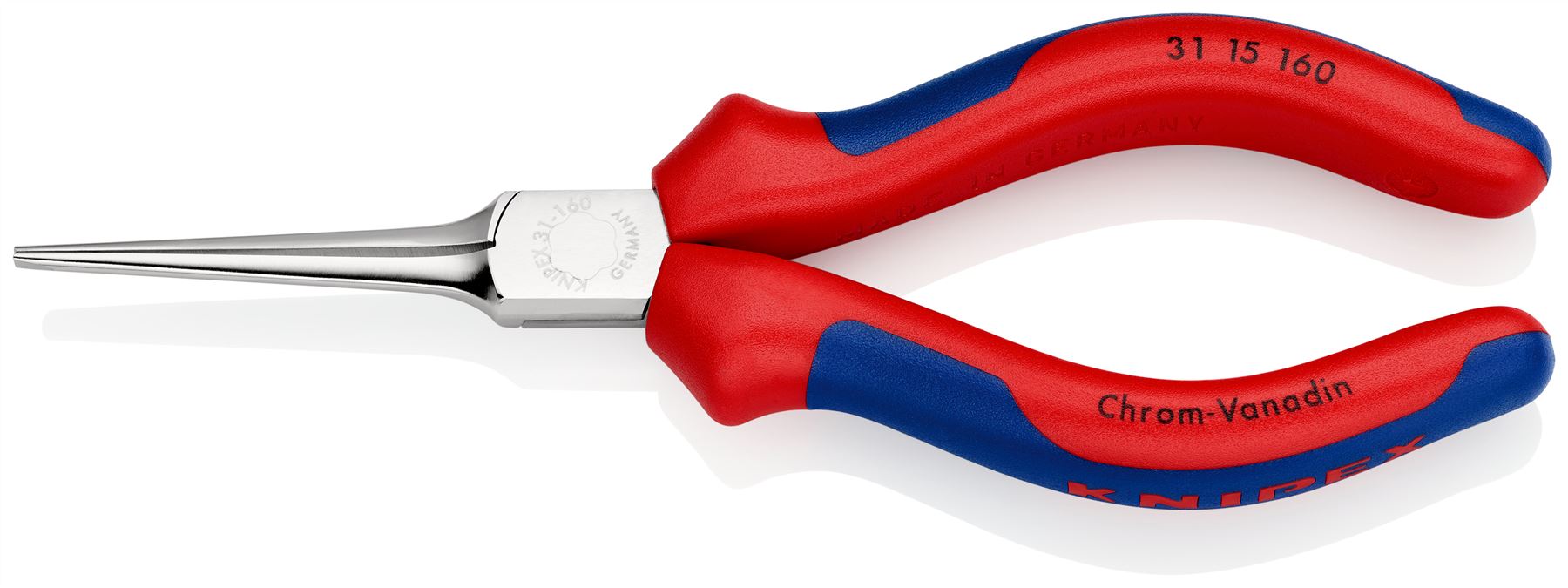 KNIPEX Flat Needle Nose Pliers 160mm Multi Component Grips 31 15 160