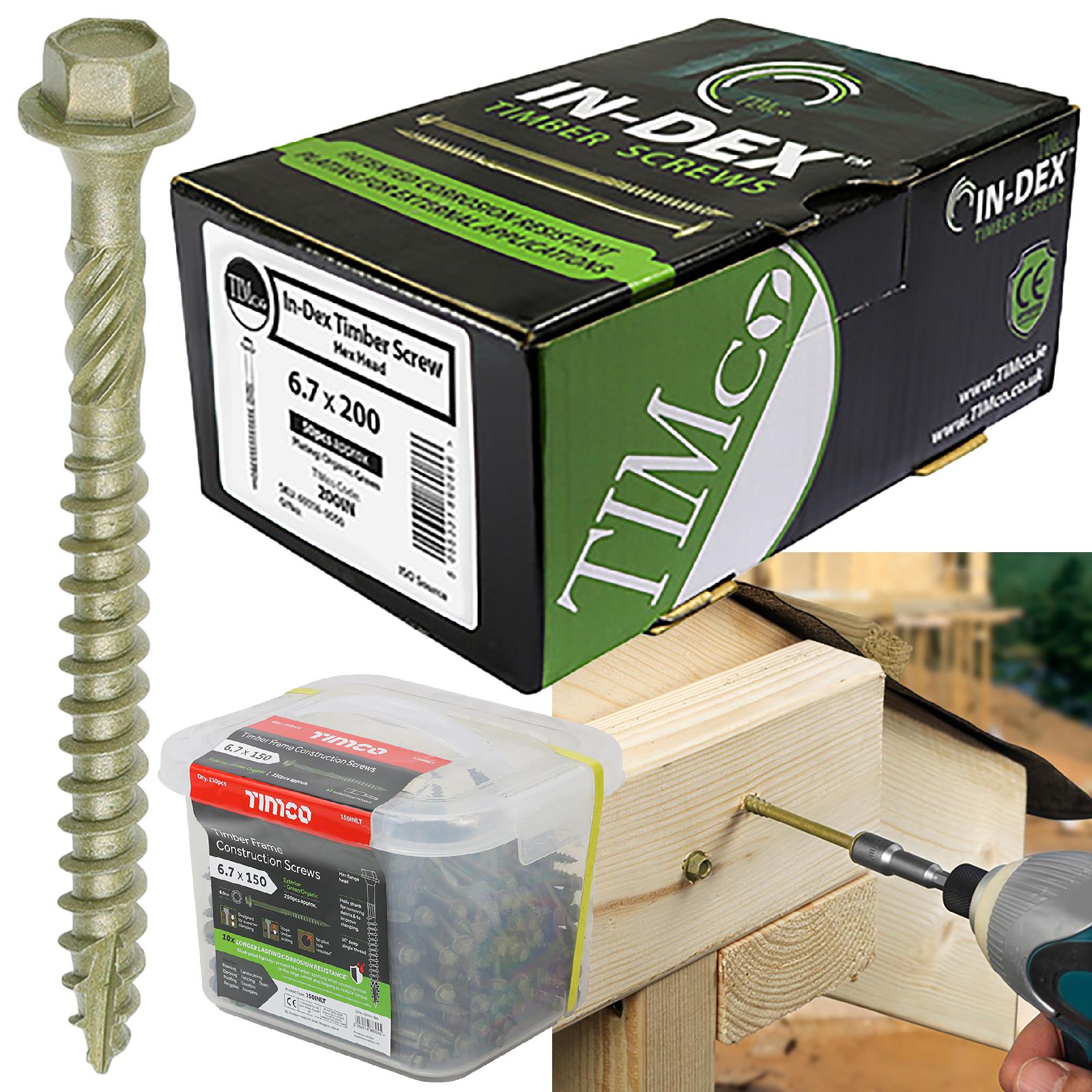 TIMCO Timber Framing and Landscaping Screws Hex Head Exterior Green Orgainc 6.7mm