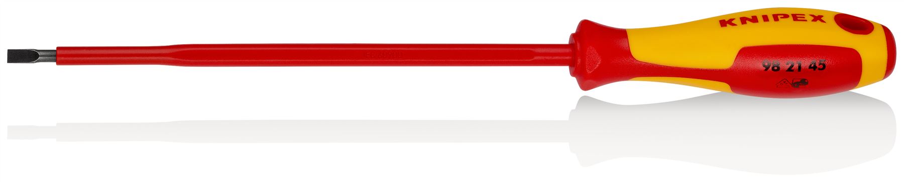 Knipex VDE Screwdriver for Slotted Screws 1000V 4.5 x 0.8 x 180mm 98 21 45