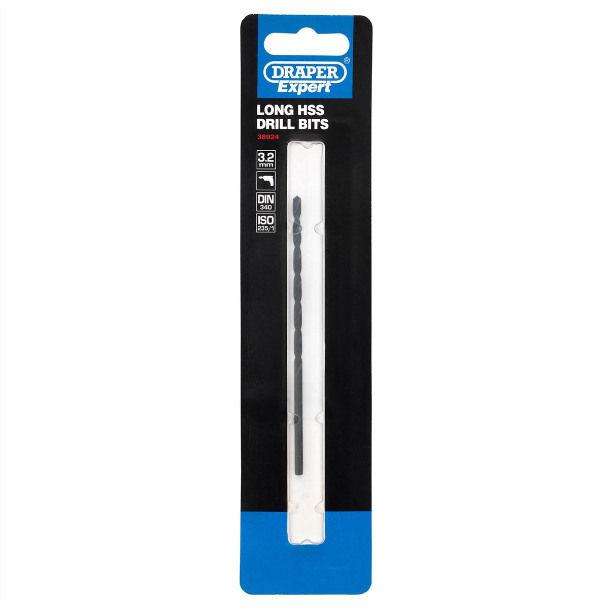 Draper Expert HSS Extra Long Drill Bit 3.2 x 100mm 38924 White Rose Tools