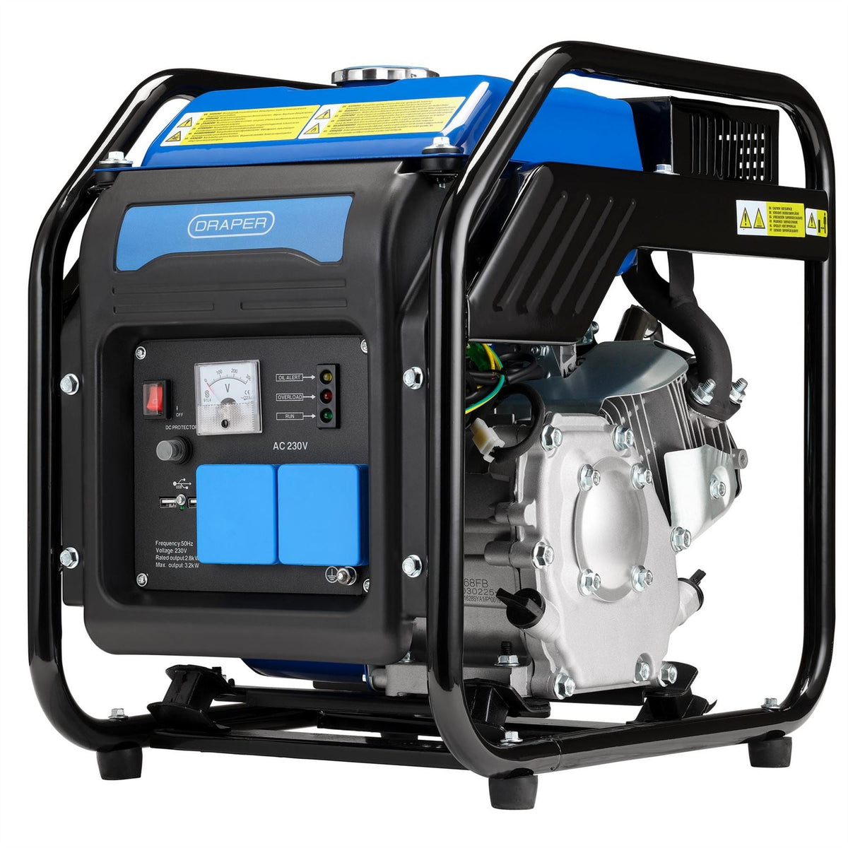 Draper Petrol Open Frame Inverter Generator 2800W 95204 White Rose Tools