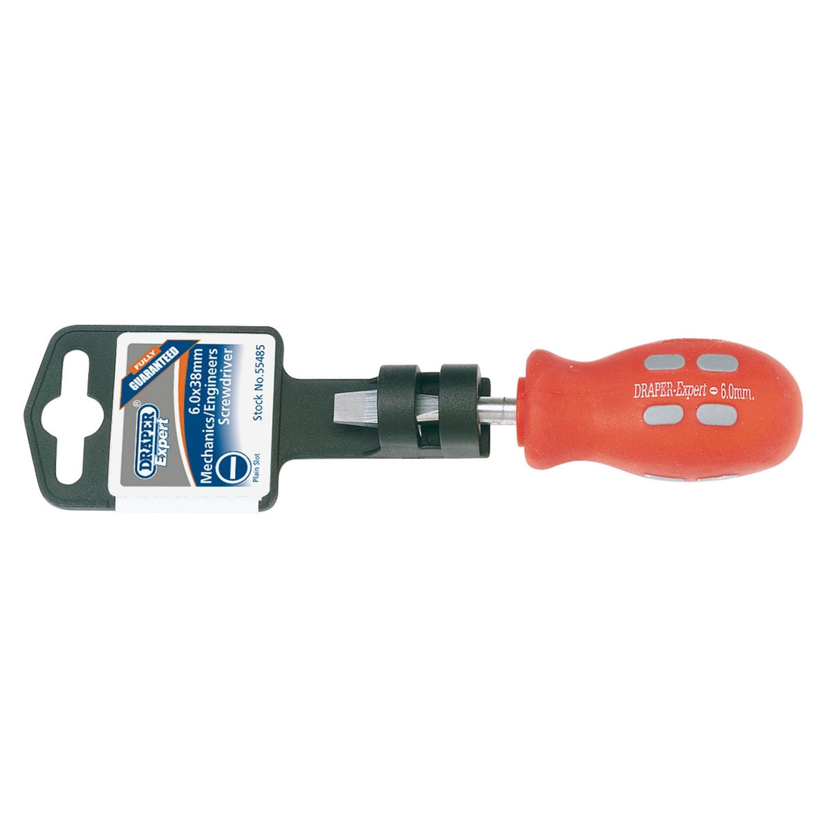 Draper Expert Plain Slot Flared Tip Mechanics Screwdriver 6 x 38mm 55485 White Rose Tools
