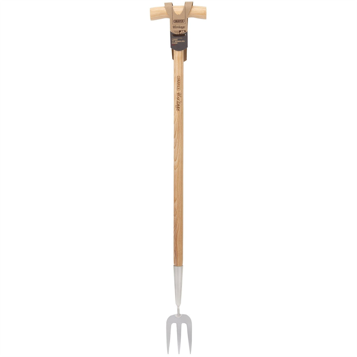 Draper Heritage Stainless Steel Fork With Ash Long Handle 99031 White Rose Tools