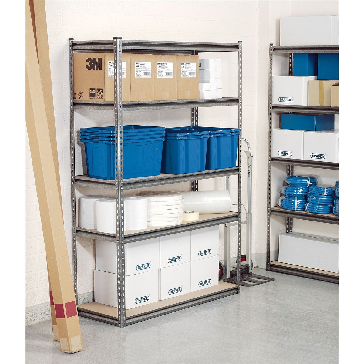 Draper Expert Heavy Duty Steel Shelving Unit 5 Shelves L1220 x W450 x H1830mm 21663 White Rose Tools