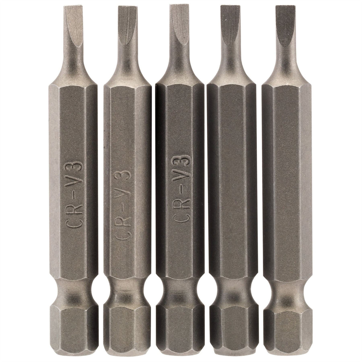 Draper Plain Slot Insert Bit 3mm 1/4" Hex 50mm Long (Pack of 5) 64267 White Rose Tools