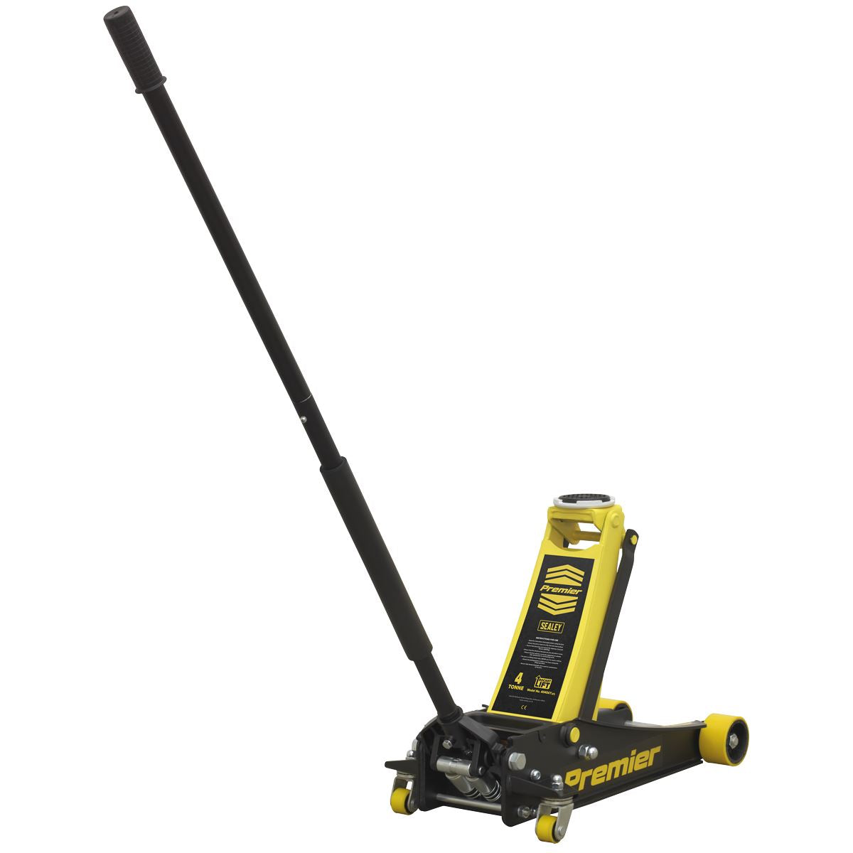 Sealey Premier Premier Low Profile Trolley Jack with Rocket Lift 4 Tonne - Yellow