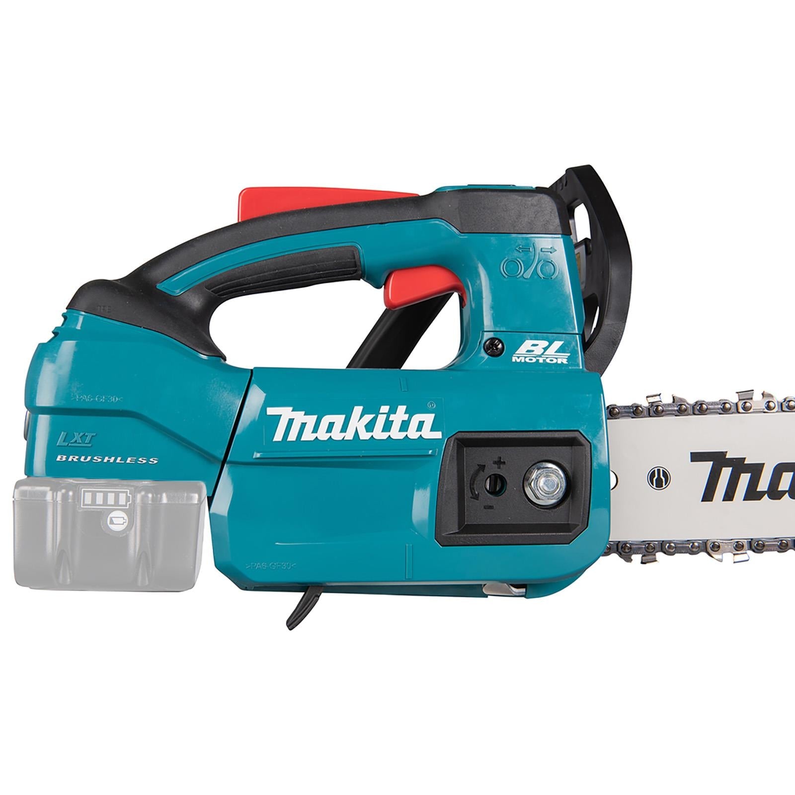 Makita Chainsaw 25cm 10" 18V LXT Brushless Cordless Top Handle Garden Tree Cutting Pruning Bare Unit Body Only DUC254Z White Rose Tools