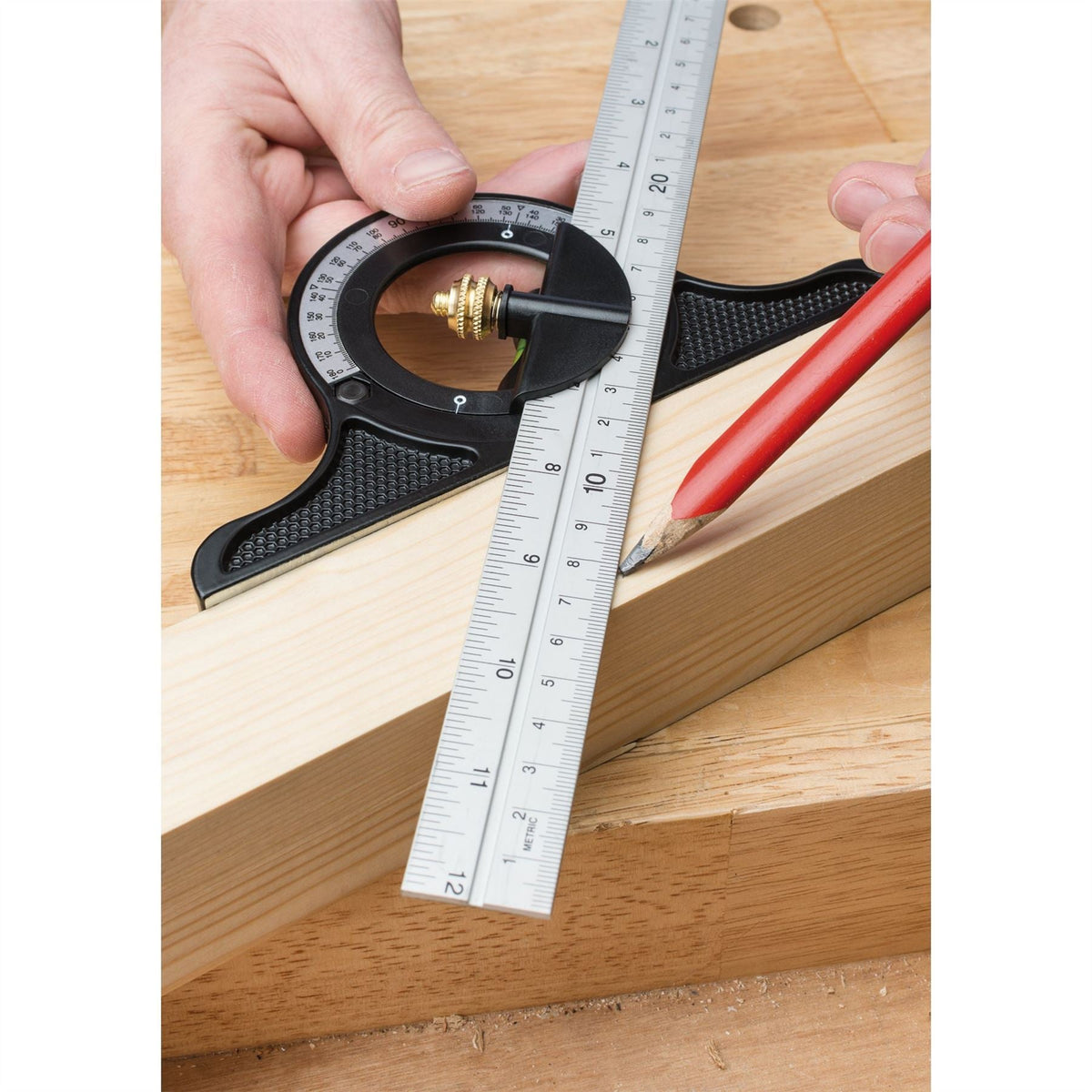 Draper Combination Square with Centre Head and Protractor 300mm 34704 White Rose Tools