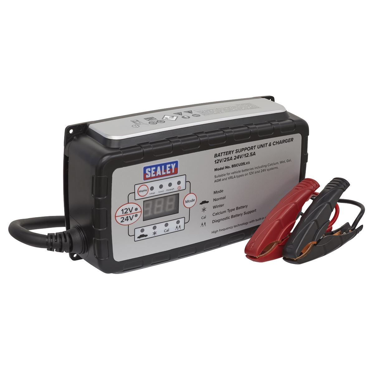 Sealey Battery Support Unit & Charger 12V-25A/24V-12.5A