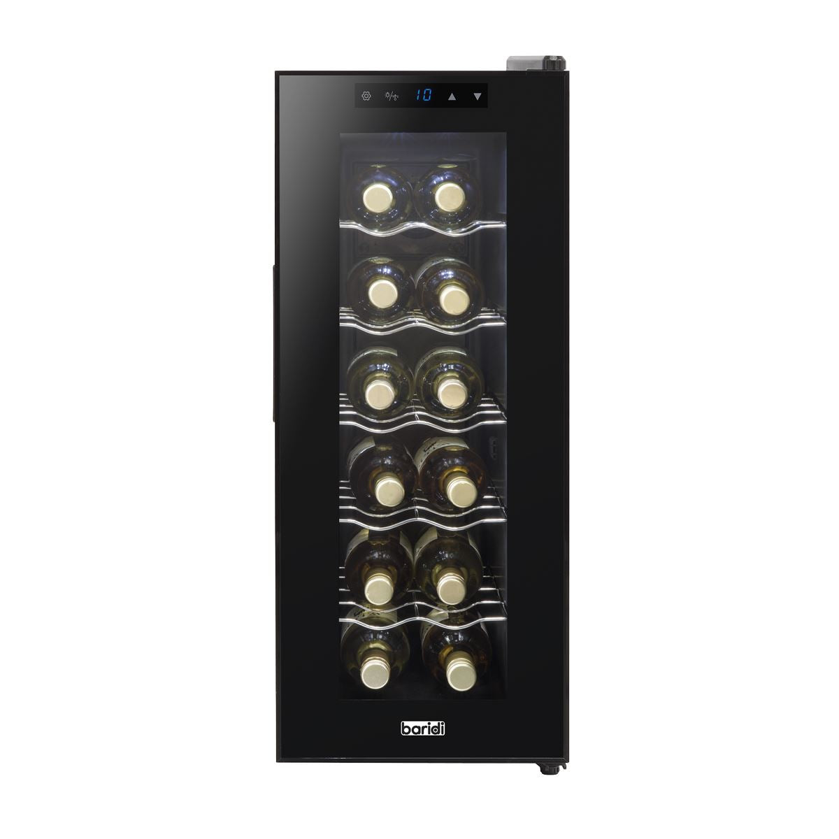 Baridi 12 Bottle Wine Cooler with Digital Touchscreen Controls & LED Light, Black