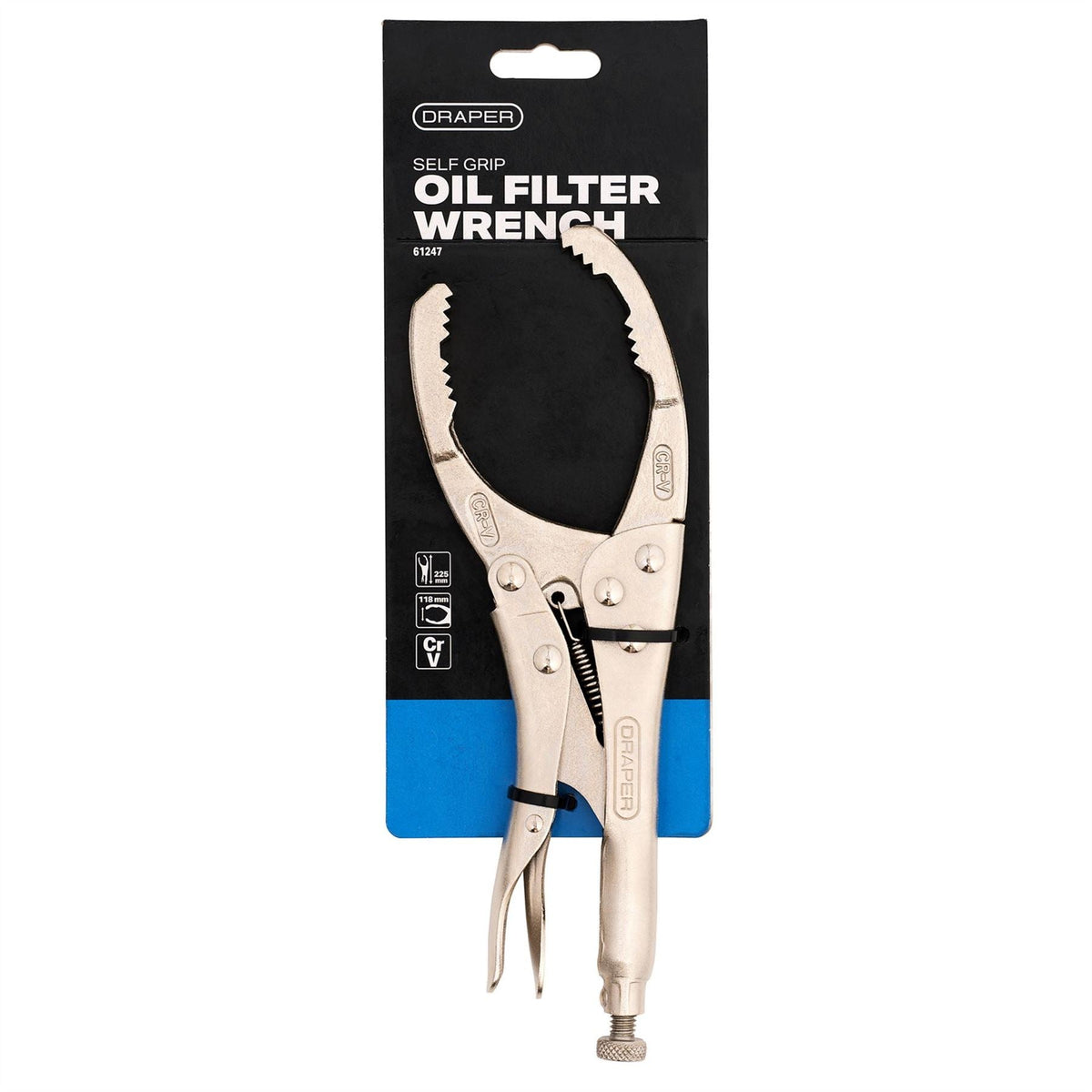 Draper Self Grip Multi-Purpose Oil Filter Wrench 53 - 118mm 61247 White Rose Tools