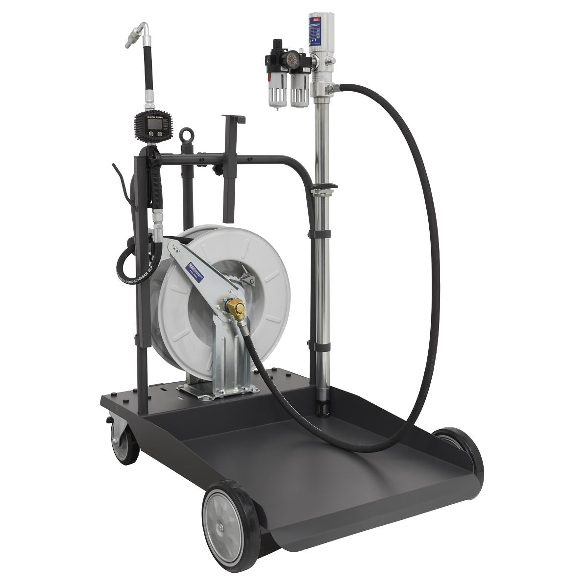 Sealey Oil Dispensing System Air Operated with 10m Retractable Hose Reel