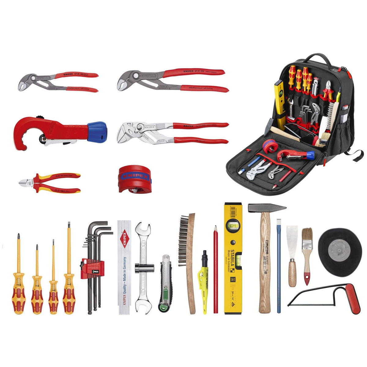 KNIPEX Tool Backpack Modular X15 Plumbing Kit Bag 24 Pieces 00 21 51 HK S White Rose Tools