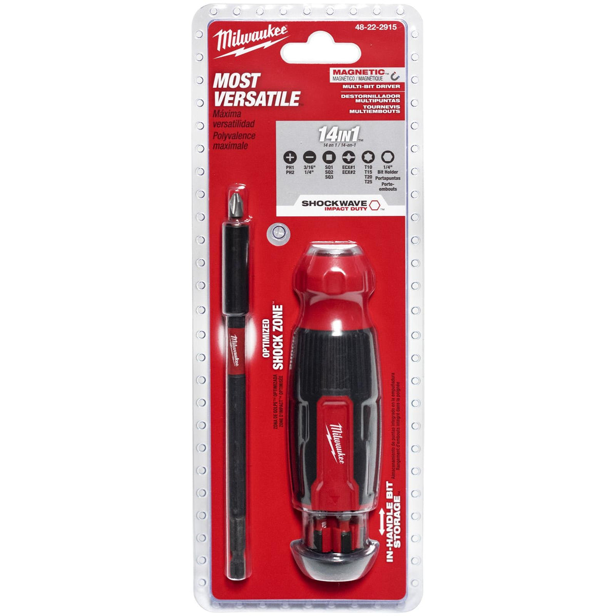 Milwaukee 14 in 1 Shockwave Multi Bit Screwdriver Phillips Pozi Torx Slotted Hex White Rose Tools