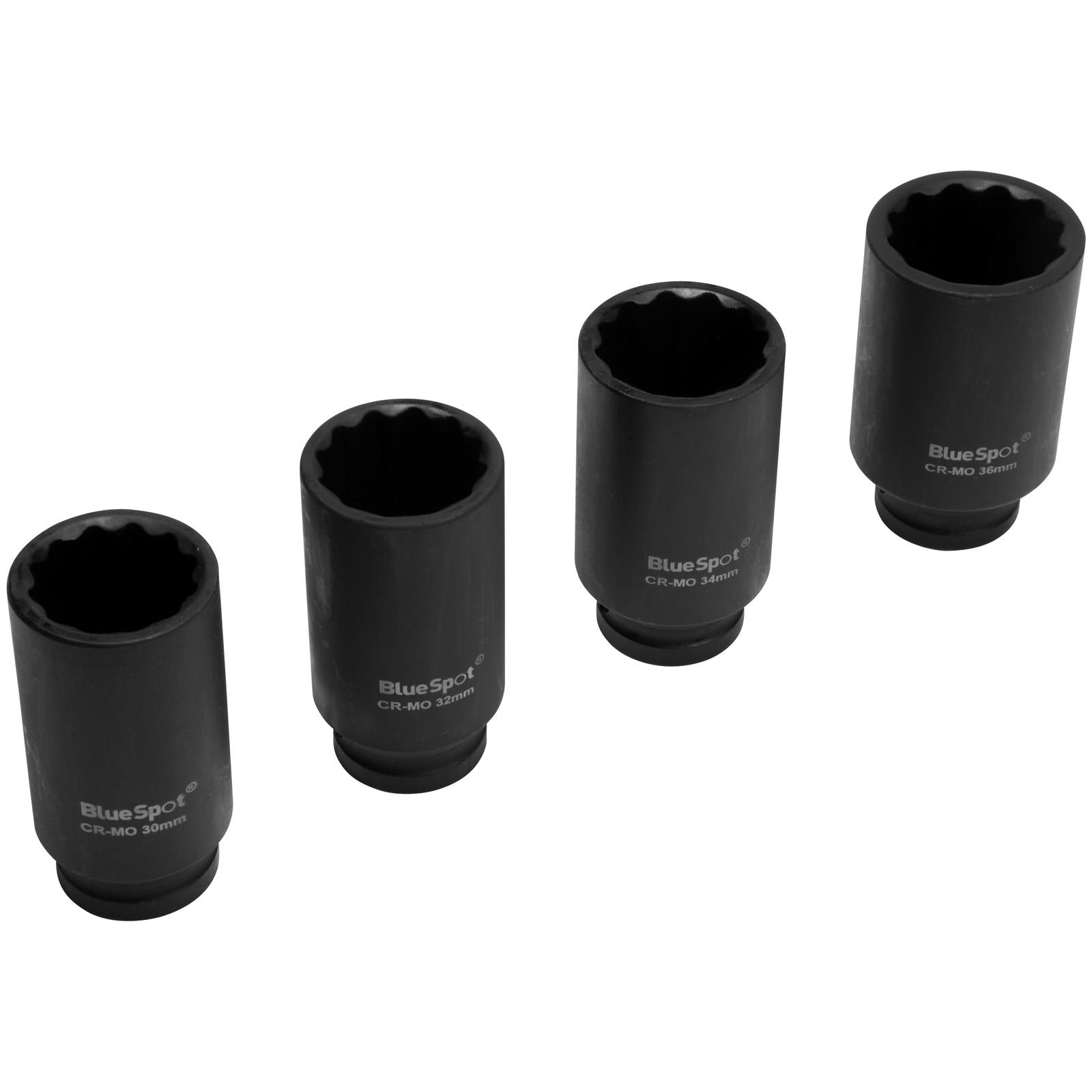 BlueSpot Deep Impact Socket Set 1/2" Drive Chrome Molybdenum 30-36mm 4 Piece