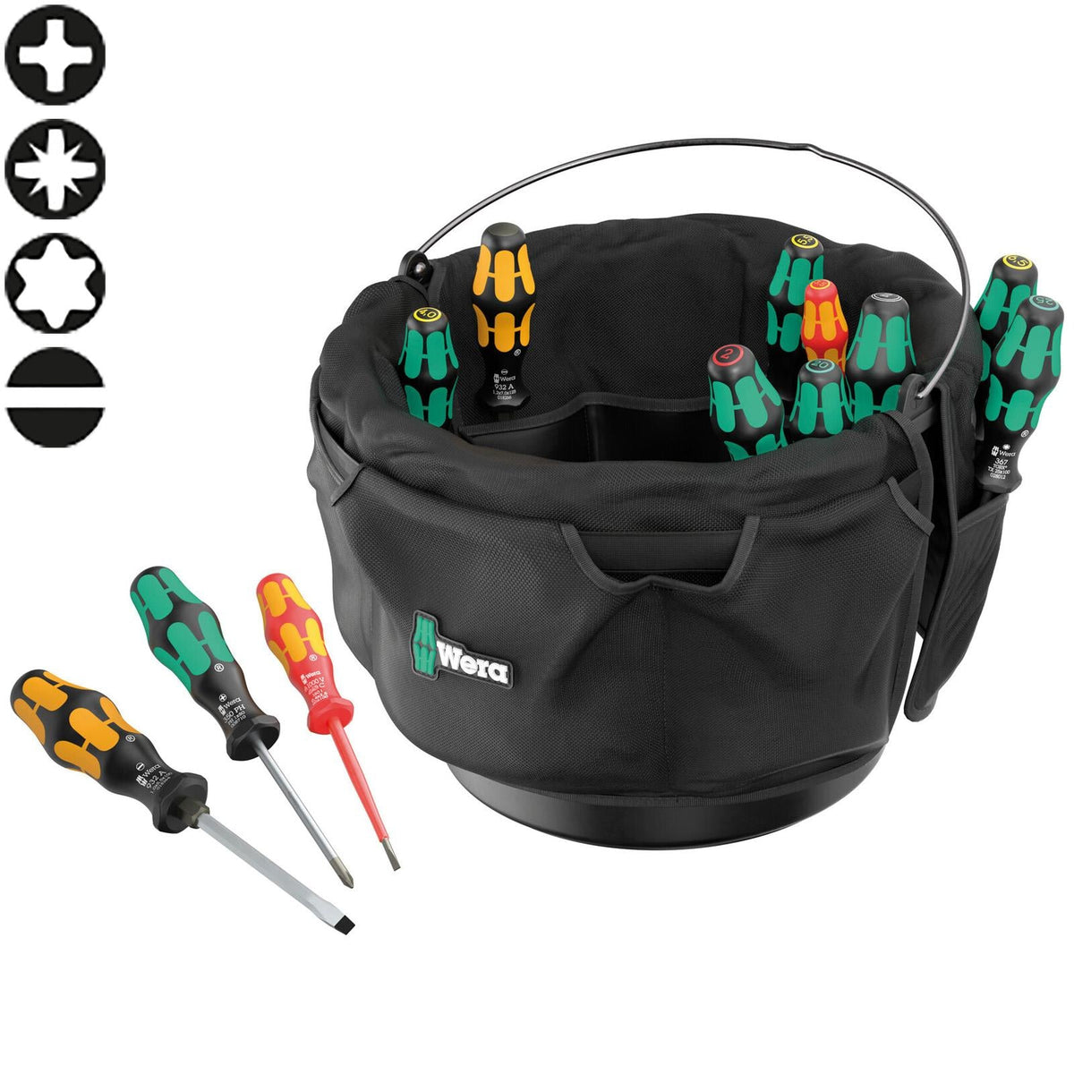 Wera 9559 Tool Bucket Organiser Screwdriver Set 1, 13 Pieces White Rose Tools
