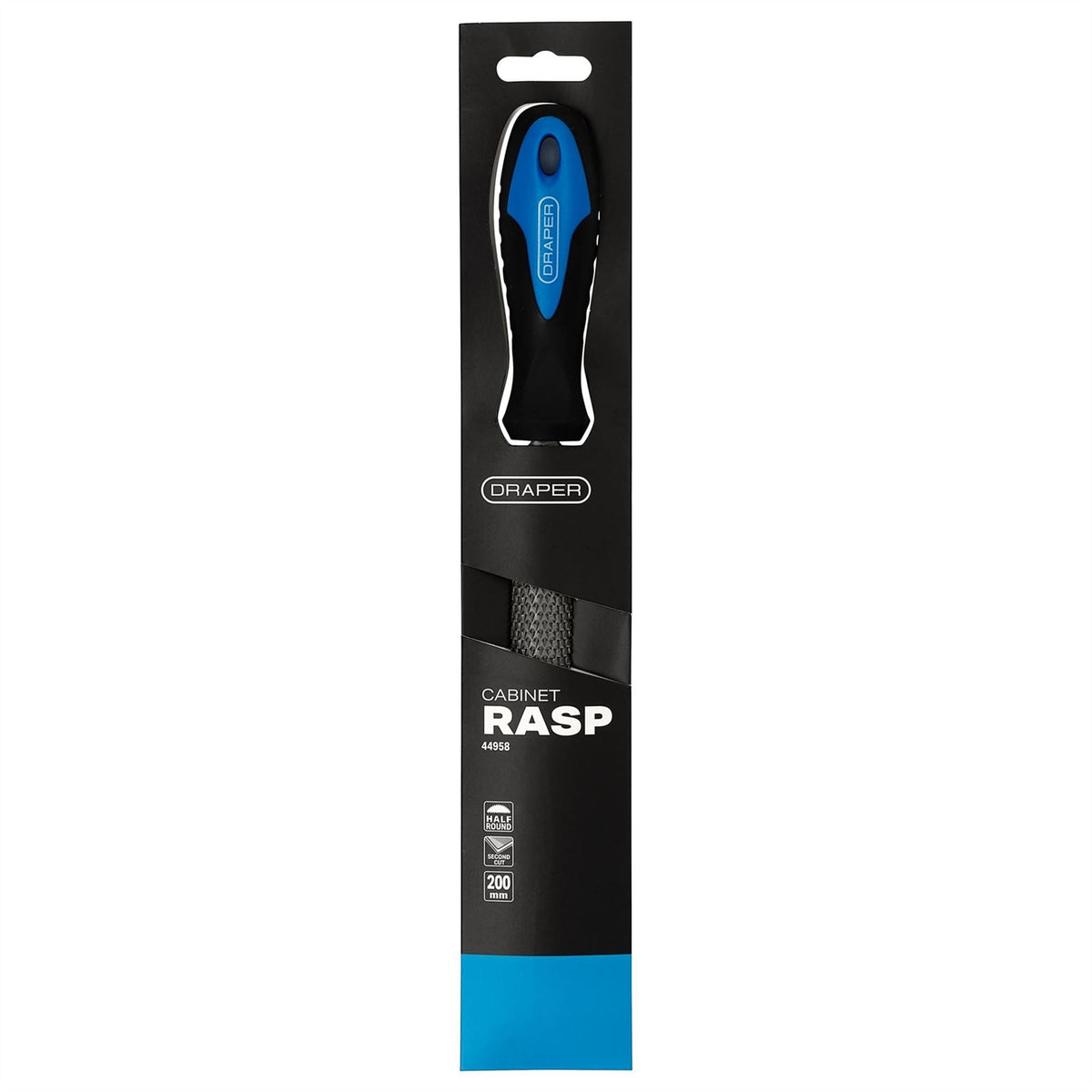 Draper Soft Grip Engineers Half Round Cabinet Rasp 200mm 44958 White Rose Tools