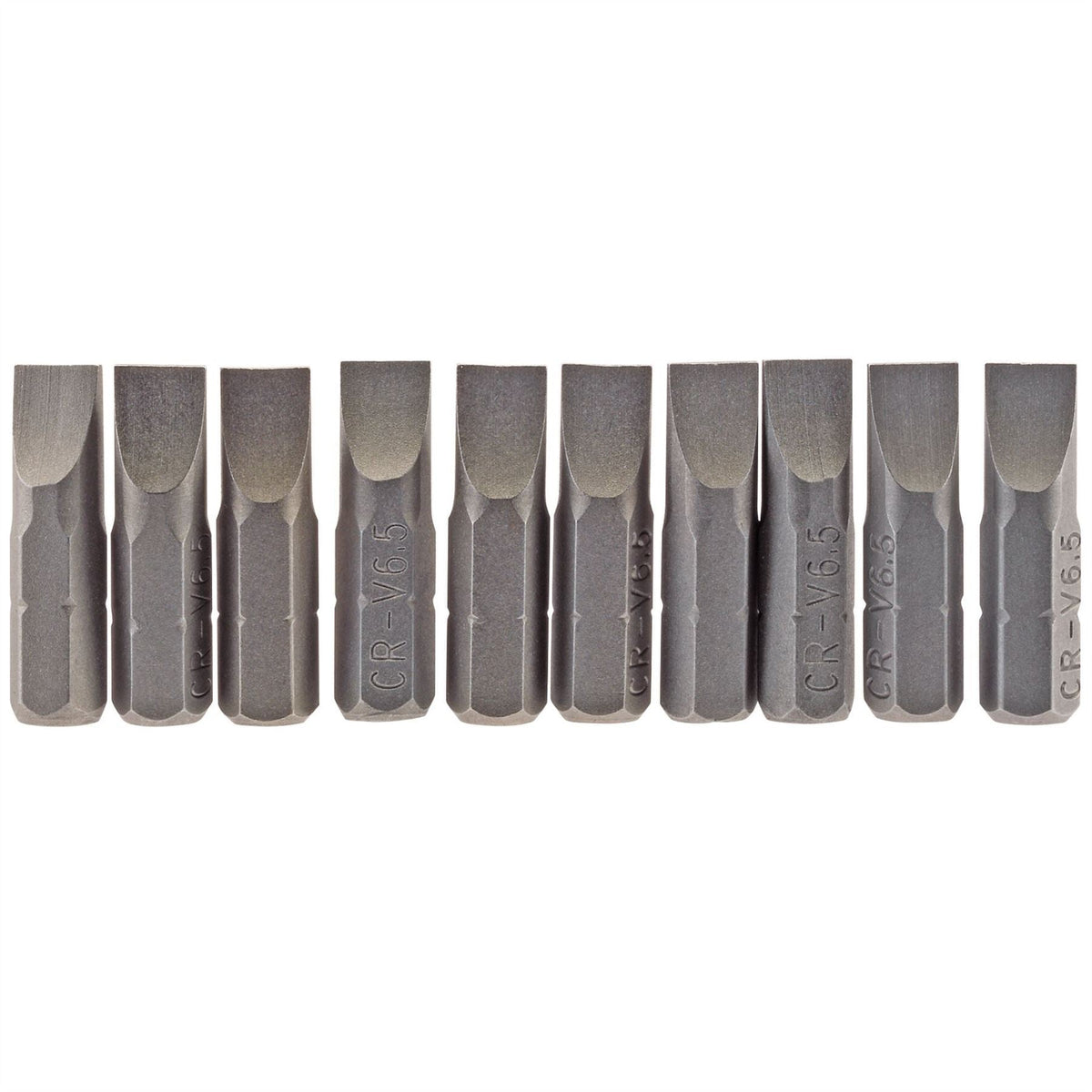 Draper Plain Slot Insert Bit 6.5mm 1/4" Hex 25mm Long (Pack of 10) 64034 White Rose Tools