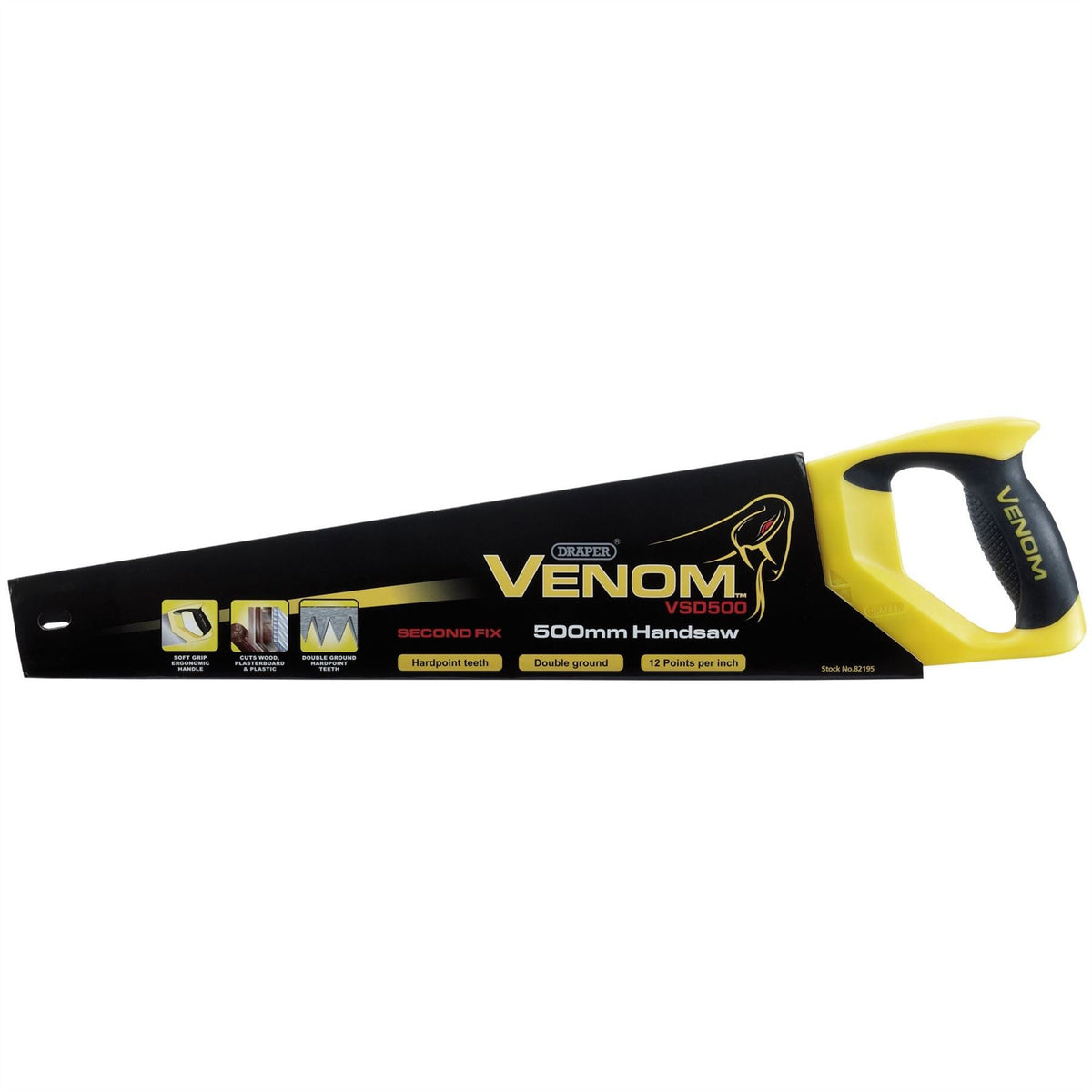 Draper Venom® Second Fix Double Ground Handsaw 500mm 11tpi/12ppi 82195 White Rose Tools