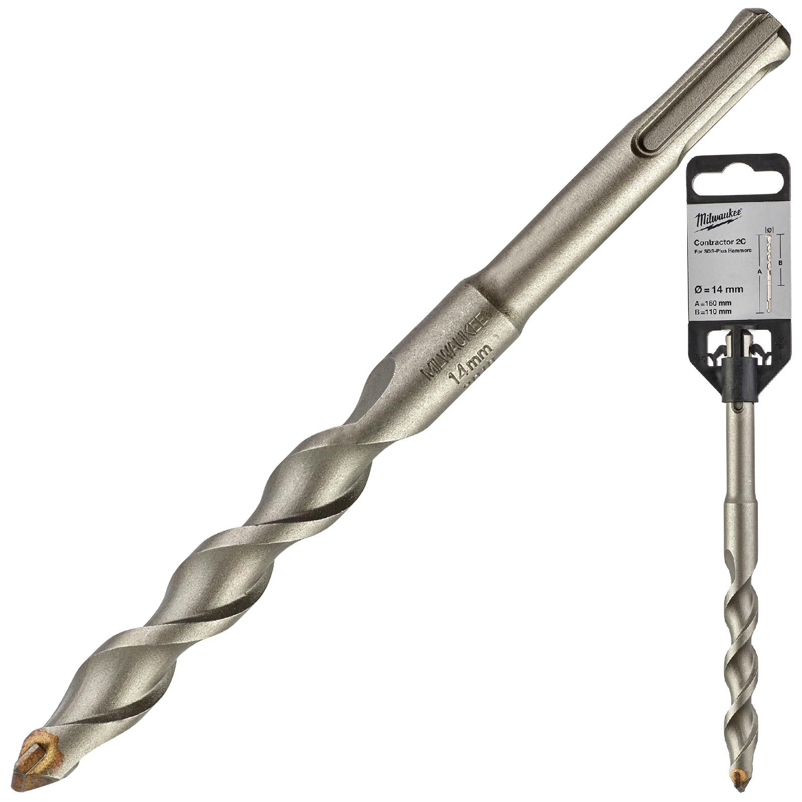 Milwaukee SDS Plus Contractor Hammer Drill Bits 2 Cut