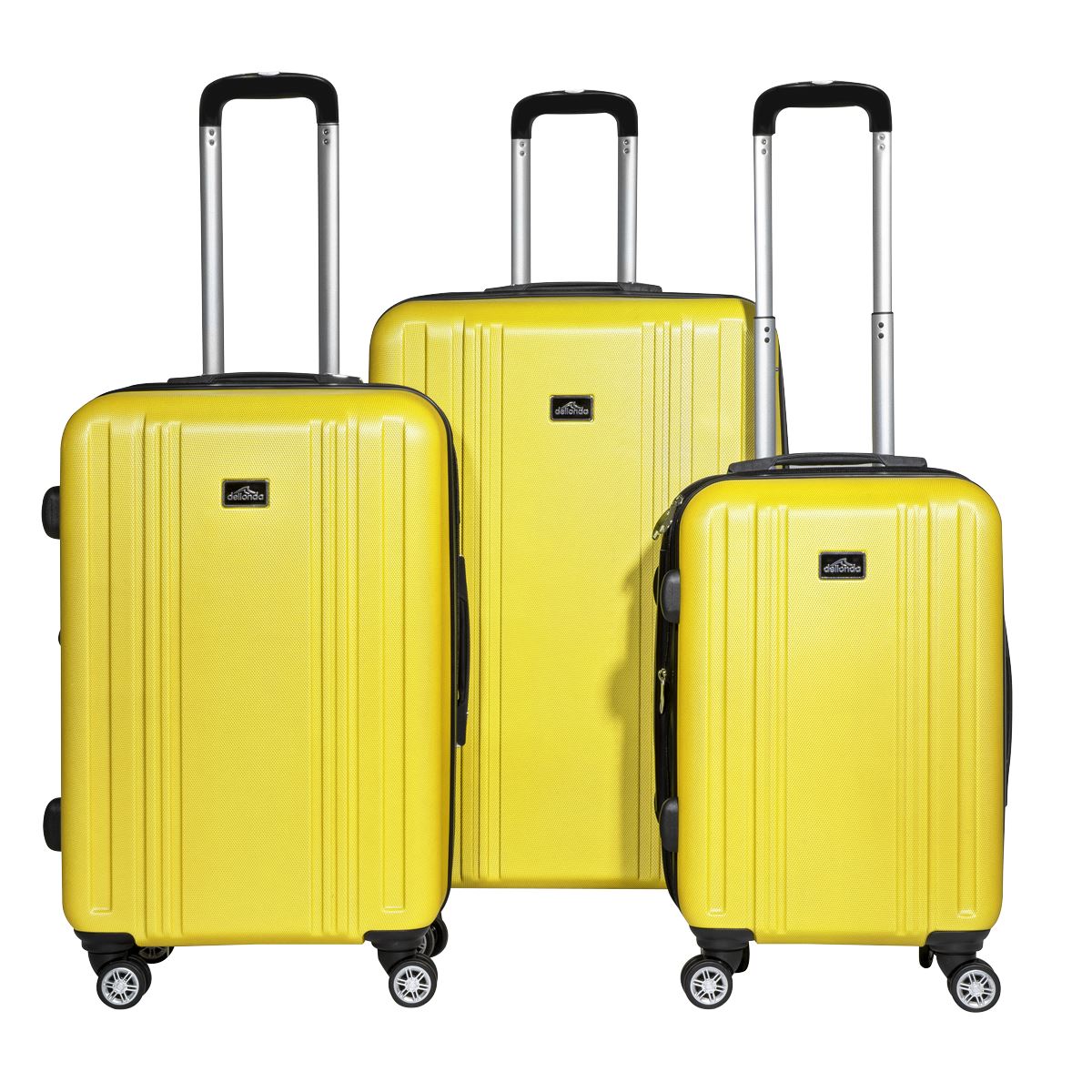Dellonda 3-Piece ABS Luggage Set with Integrated TSA Approved Combination Lock - Yellow - DL124