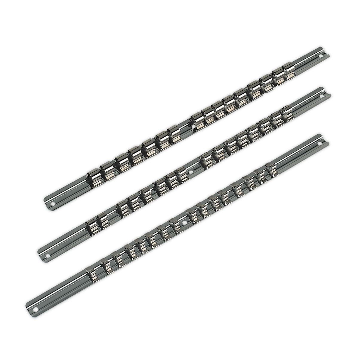 Sealey Premier Socket Retaining Rail Set 3pc 1/4", 3/8" & 1/2"Sq Drive