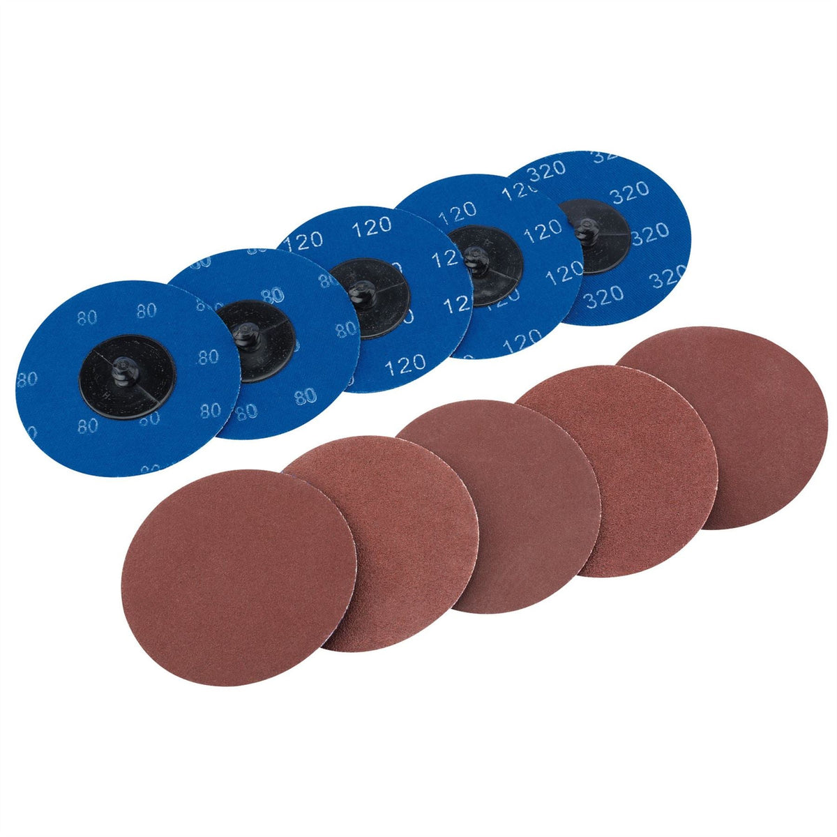 Draper Assorted Aluminium Oxide Sanding Discs 75mm (Pack of 10) 75621 White Rose Tools