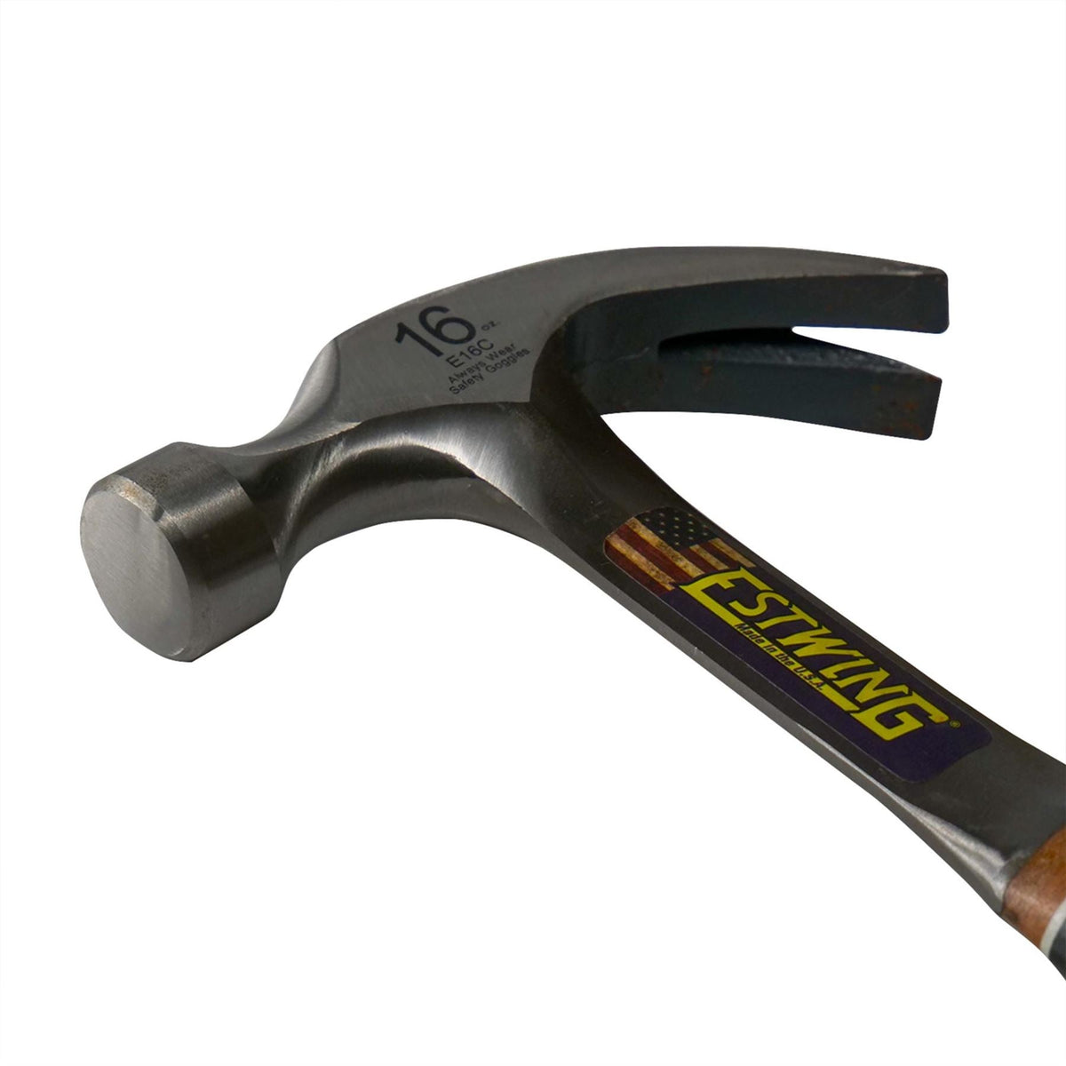 Estwing E16C Curved Claw Hammer with Leather Grip 16oz/448g 23506 White Rose Tools