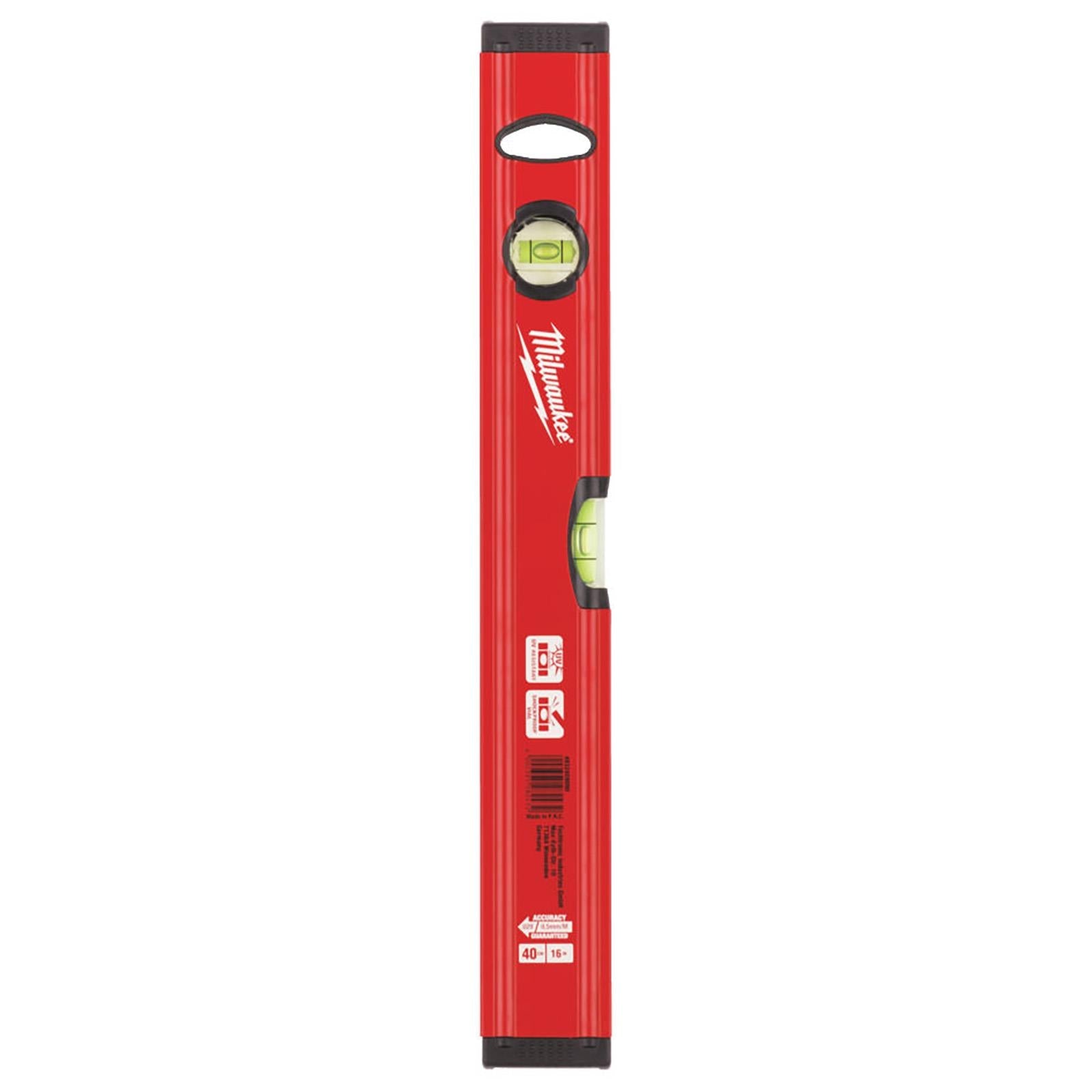 Milwaukee 40cm Spirit Level Slim Box Shockproof Measuring 2 Vial Precision Milled