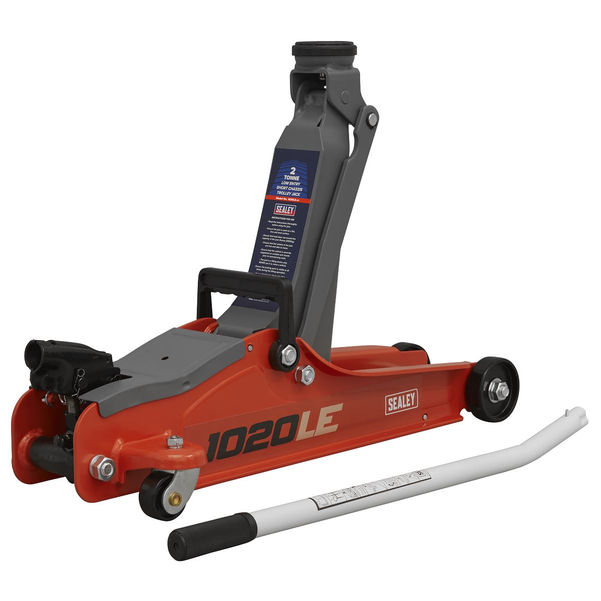 Sealey Trolley Jack 2tonne Low Entry Short Chassis - Red