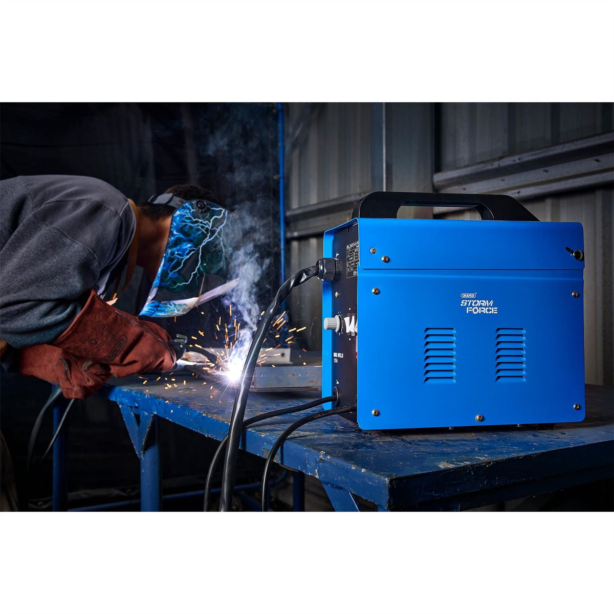 Draper Storm Force Gasless MIG Welder 100A 63669 White Rose Tools