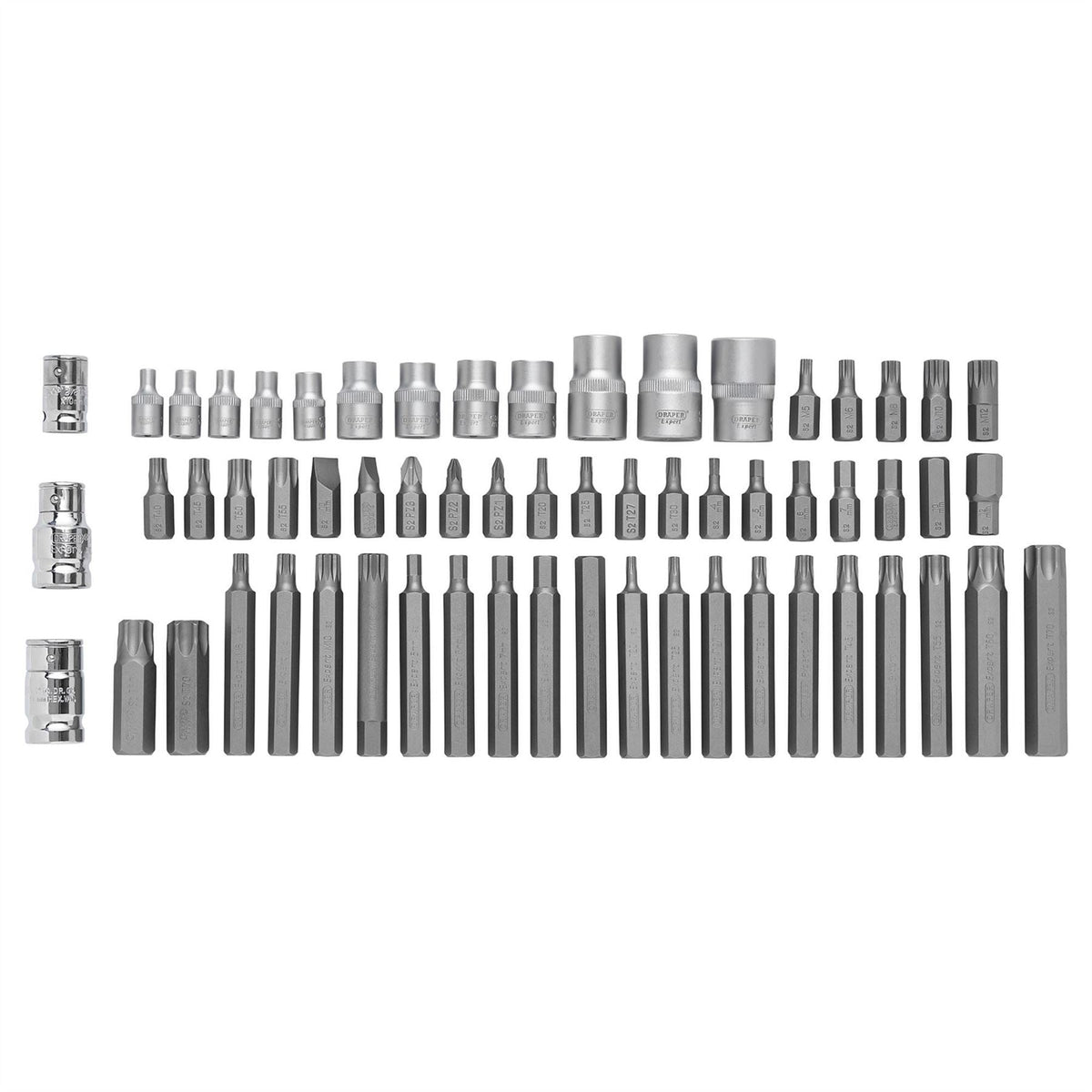 Draper Expert Mechanics Socket and Bit Set 3/8 1/2" Sq. Dr. (61 Piece) 63376 White Rose Tools