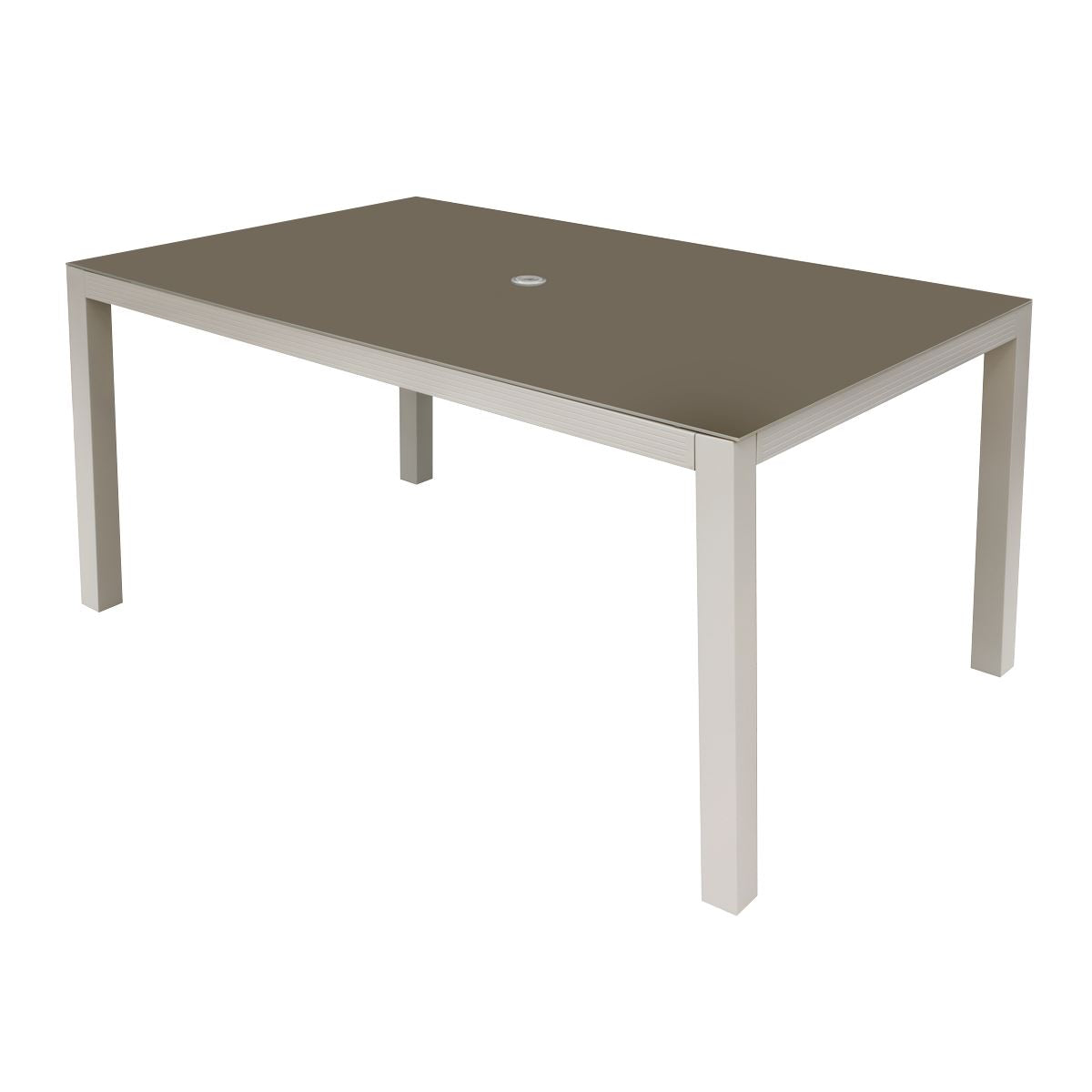 Dellonda Fusion Aluminium Glass Garden Dining Table with Parasol Hole, Light Grey - DG51