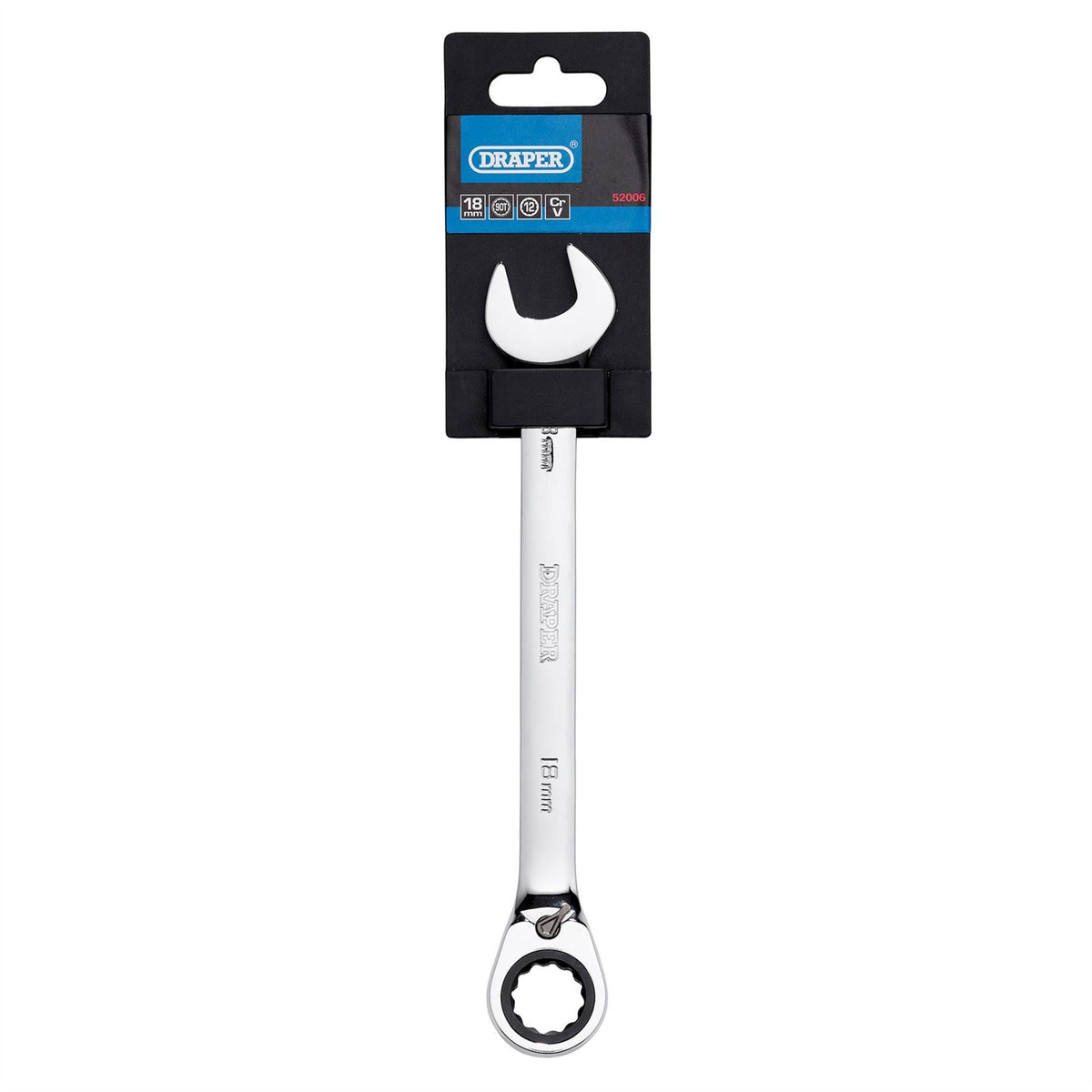 Draper HI-TORQ® Metric Reversible Ratcheting Combination Spanner 18mm 52006 White Rose Tools